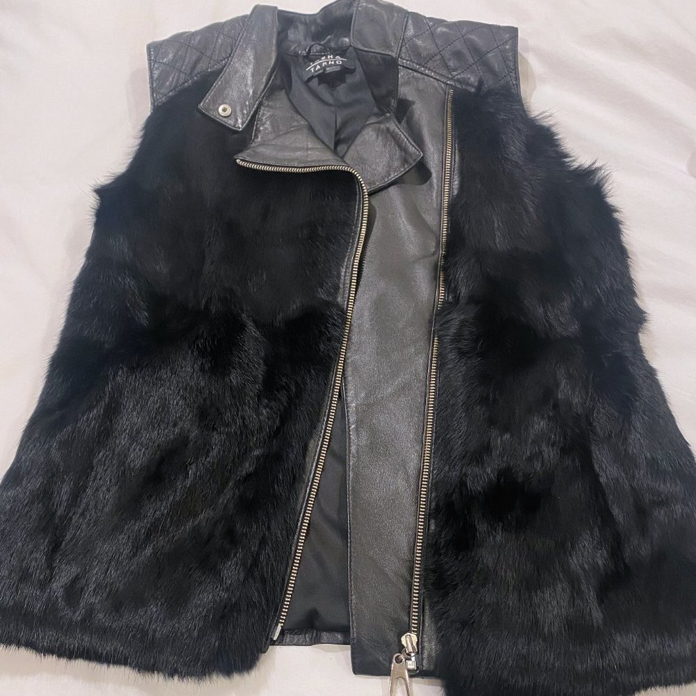 Tasha Tarno Leather + Fur Vest